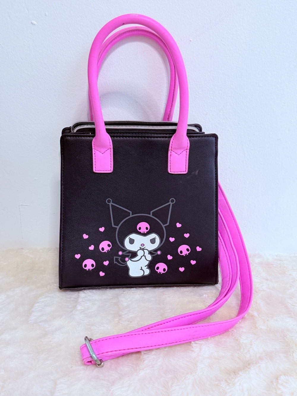 Loungefly Sanrio Kuromi Satchel Bag Skulls Pastel No Flaws